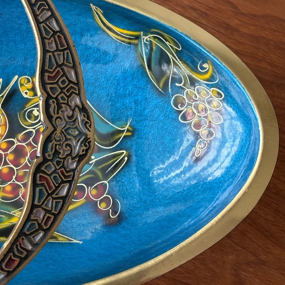 Ornate Blue Moon Bowl with Gold Accents - Picture 9 of 12